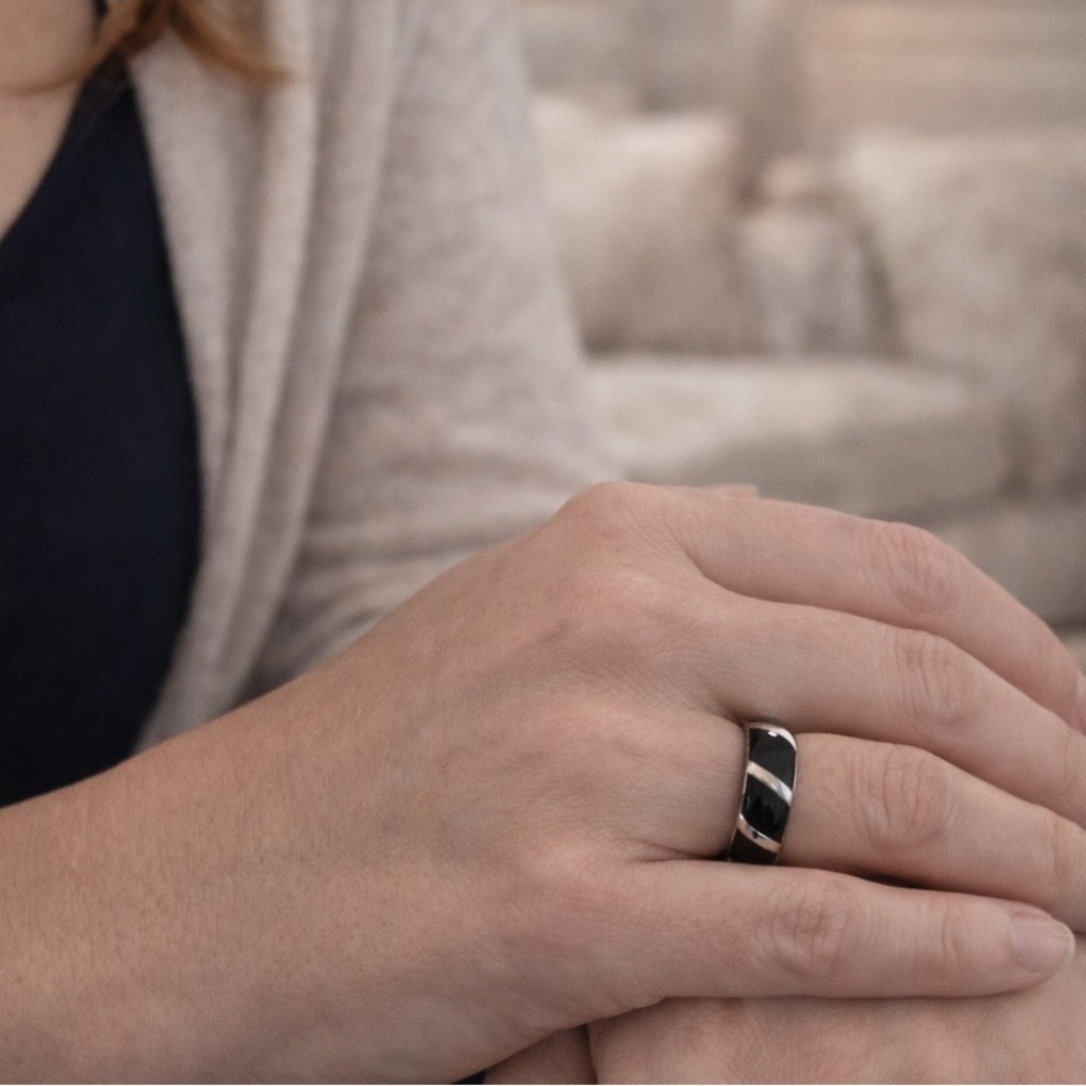 Vintage .925 Sterling Silver Black Onyx Band Ring Size 7 Unisex 4g - Picture 10 of 10